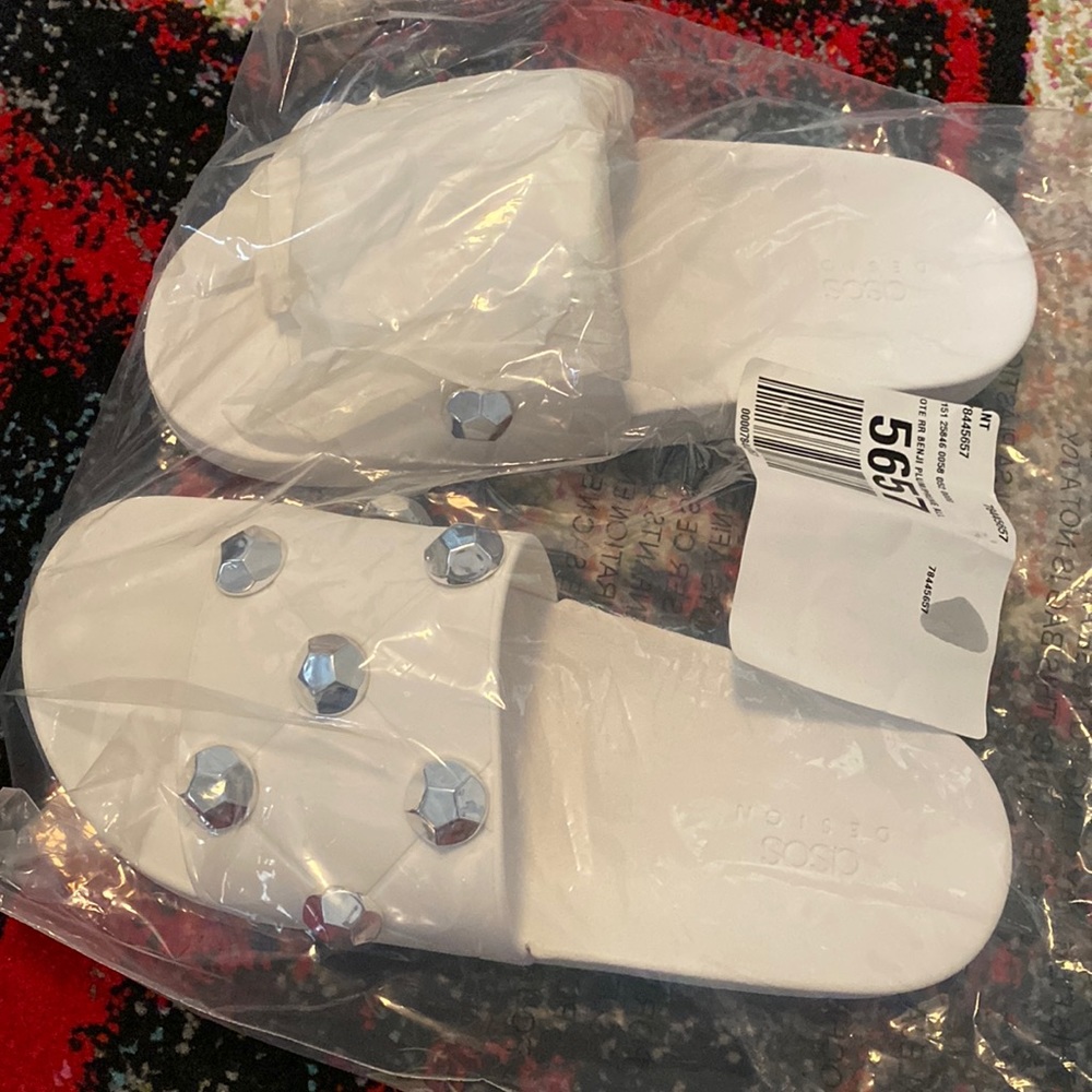 NWT ASOS white studded sandals